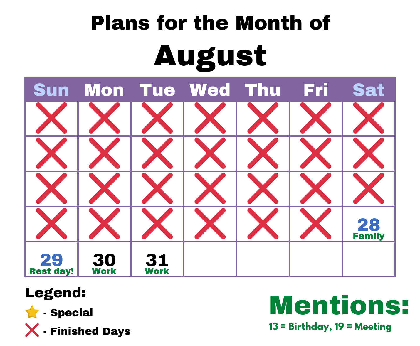 Monthly Calendar Example